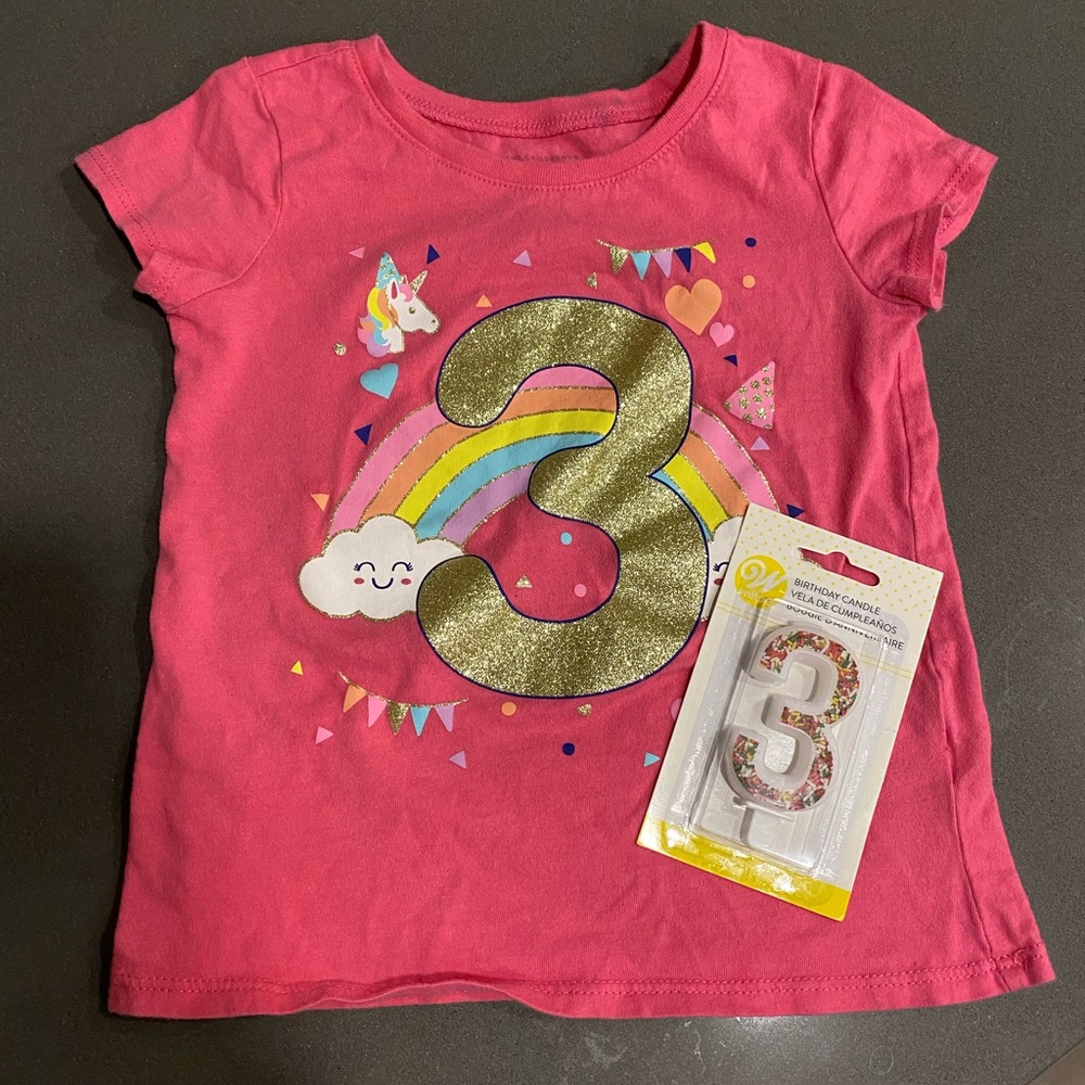 3rd Birthday Shirt & Candle